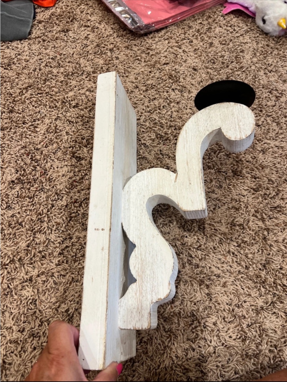 Distressed White Decorative Wooden Wall Corbel candle holder